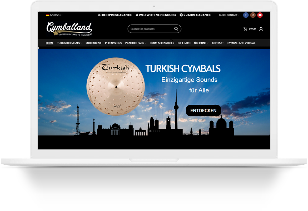 cymballand musical instruments equipment store wordpress web tasarim