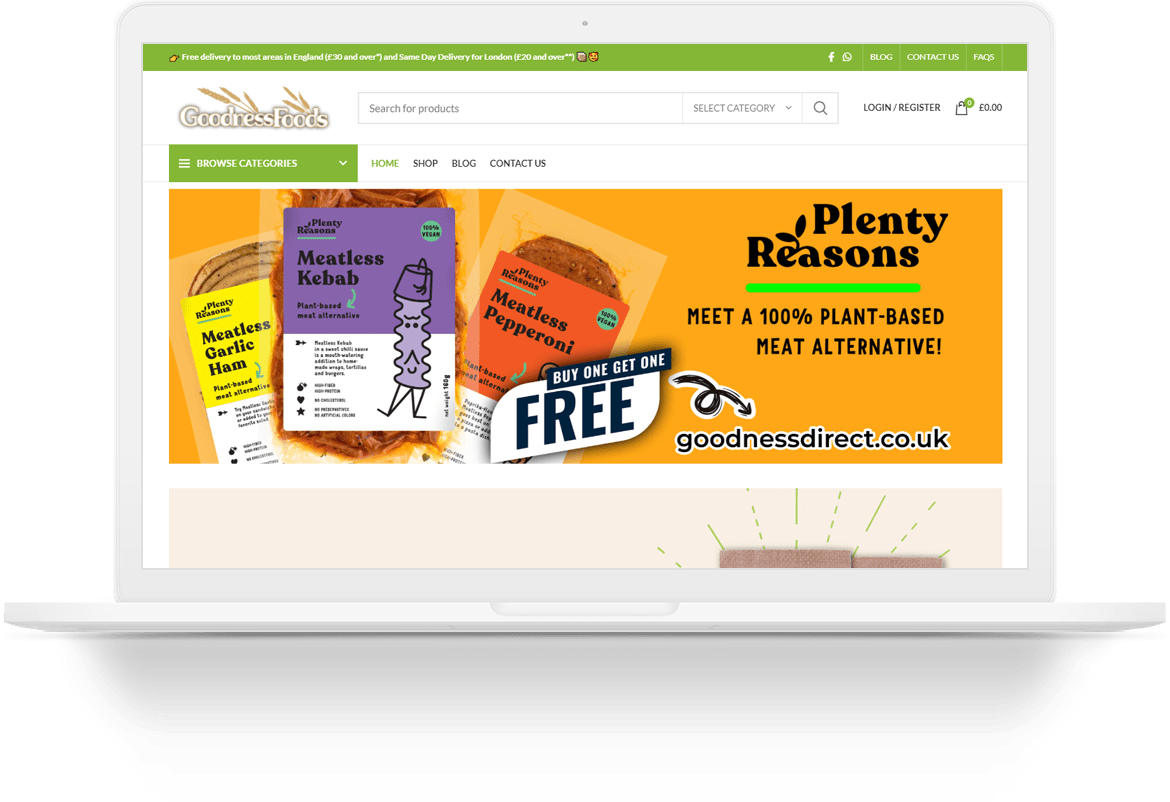 goodness foods ecommerce wordpress web tasarim