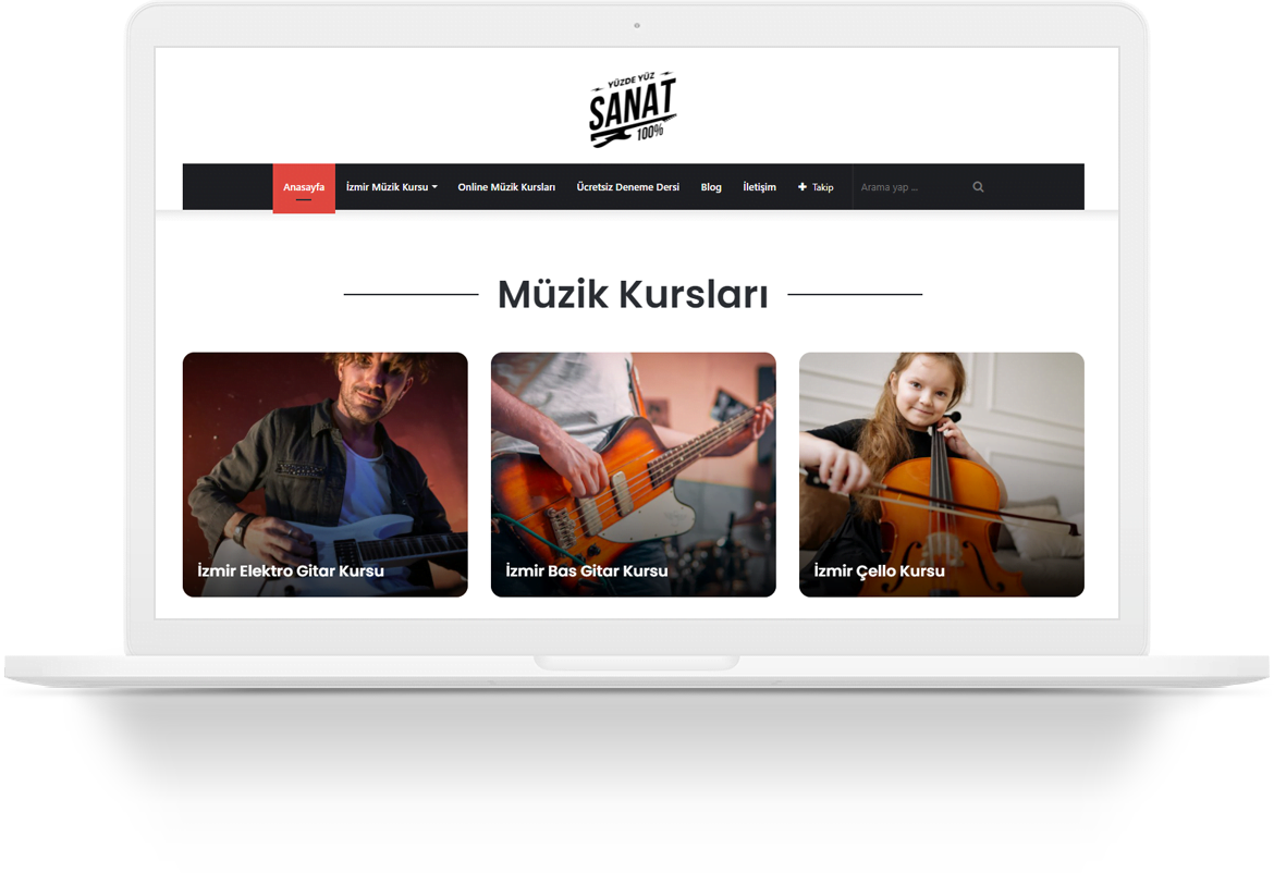 yuzdeyuzsanat music course wordpress web tasarim